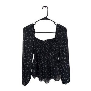 Aeropostale Women's Black‎ Long Sleeve Size XS Fairy Blouse Feminine Floral